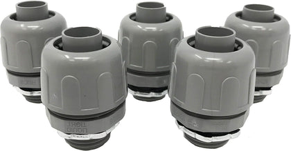 1/2-Inch Non-metallic Liquid Tight Straight Electrical Conduit Connector Fitting, UL Listed, 1/2" Dia, 5-Pack