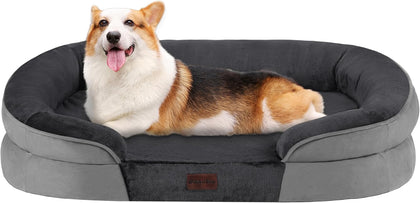 Orthopedic Dog Bed for Medium Dogs with Gel Memory Foam, Waterproof Dog Sofa, Washable Pet Bed with Four Sided