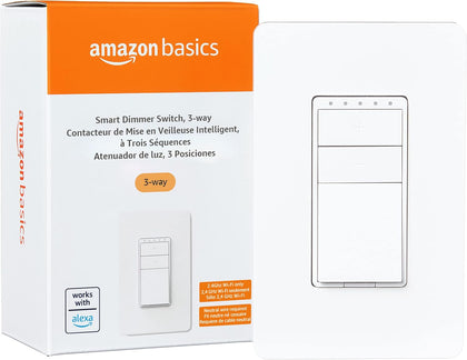 Smart Dimmer Switch, 3-Way, Works with Alexa Only, Voice Control, Wi-Fi Light Switch, Schedule, 2.4 GHz Wi-Fi, No Hub