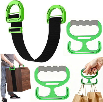 Lifting Moving Straps and 2PACK Grocery Bag Carrier Handle,1-Person Adjustable Handle Moving Lifting Strap