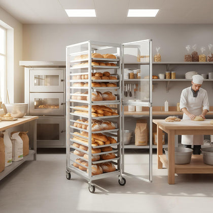18 Pan 4in Spacing Aluminium Commercial Bakery Cooling Rack NSF Listed Commercial Bun Pan Bakery Rack 18.5x24.6x70in