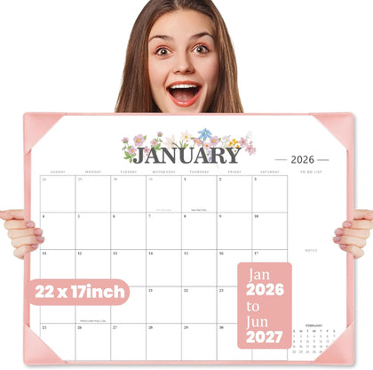 Desk Calendar 2026-2027 - 18 Month Desktop Calendars (Jan 2026–Jun 2027),Large 22x17 Monthly Calendar with Home &