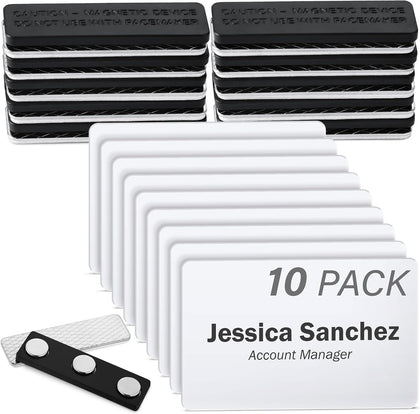 3x2 Clear Magnetic Name Tag Holders w/Customizable Paper Inserts - 10 PK | Mifflin-USA transparent acrylic name card