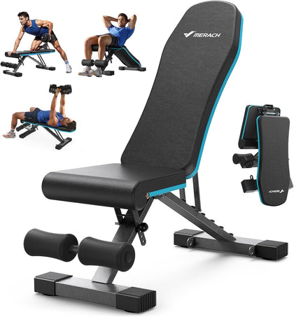 Weight Bench, Foldable Weight Benches for Home Gym with 990 LBS, Adjustable Weight Bench with 72 Training Angles