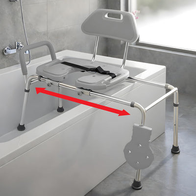 Sliding Shower Chair HydroGlyde Premium Heavy Duty, Padded Bathtub Transfer Bench with Cut Out Seat, for Bath Tub