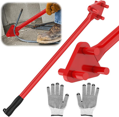 Manual Rebar Bender for 5/8" Bars - Hand Operated Metal Bending Tool with Reverse Head, Ideal for Flat Steel and