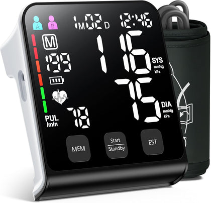 FDA-Cleared Blood Pressure Monitor, FSA&HSA Eligible Home & Travel BP Machine, Adjustable Wide-Range Cuff for Seniors
