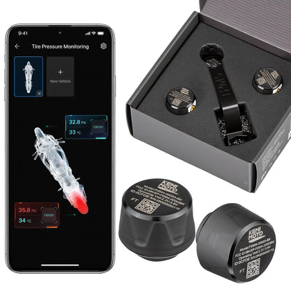 Motorcycle TPMS 2-Pack, Tire Monitor Sensor - Wireless 5.2 Stable | IP67 Waterproof Dustproof, Long Battery Life