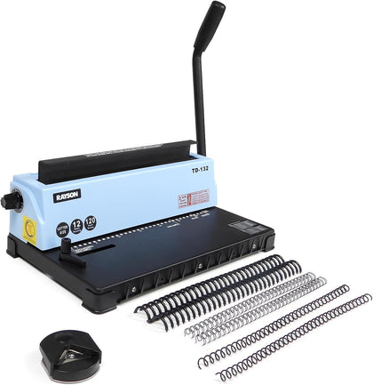 TD-132 3:1 Wire Binding Machine, 12-Sheet Punch, 120-Sheet Capacity | 32-hole Letter-size punching with 2.5, 3.5, and