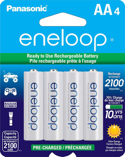 Panasonic BK-3MCCA4BA AA 2100 Cycle Ni-MH Pre-Charged Rechargeable Batteries, 4-Battery Pack