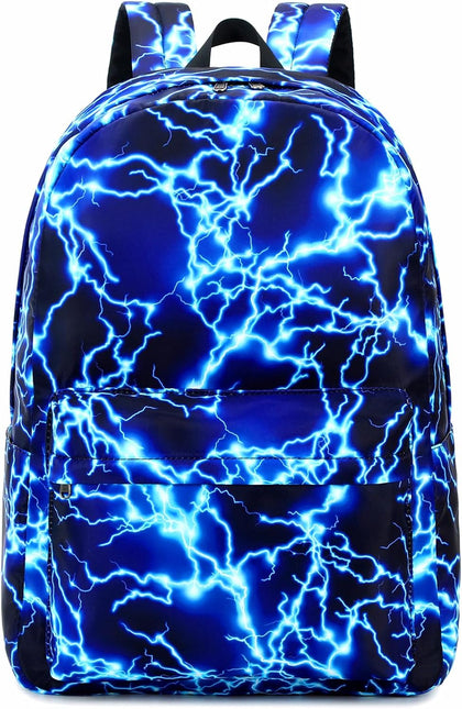 Boy School Backpack Elementary Middle Lightning Bookbag Laptop Teenager Waterproof Lightweight 17 Inches (1-Blue)