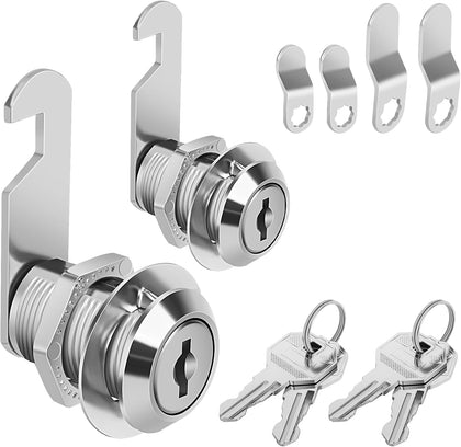 Cabinet Cam Lock 3/4" Keyed Different Cam Locks with Keys Secure Files Drawers RV Storage Locks Replacement Set, Zinc