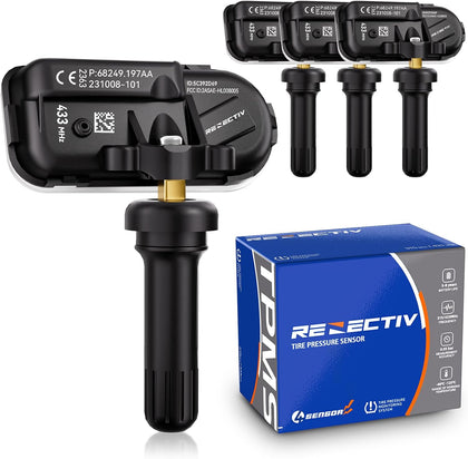 TPMS Sensor, 433Mhz Ram Tire Pressure Monitoring System Sensor Set of 4 | Compatible with 2014-2022 RAM 1500 2500