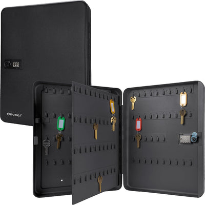 Wall Mount Key Cabinet with Combination Code – Steel Locking Key Organizer Box for Home, Office, Business, Rental