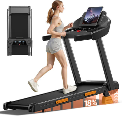 18% Treadmills for Home, Foldable Incline Treadmill with Handle