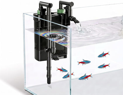 Hang on Back Aquarium Filter with Surface Skimmer, Backwash function | 2-Stage Filtration Fish Tank Filter| for