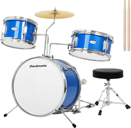 Kids Drum Set – 14" 3-Piece Beginner Drum Kit for Toddlers & Children Ages 3+ – Includes 8" Tom, 10" Snare, 14" Bass