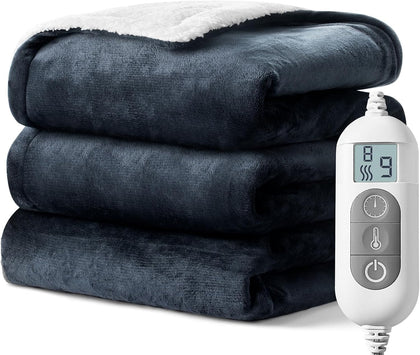 Heated Blanket, Soft Flannel Electric Throw Blanket | Fast Heating, 8 Heating Levels, 9 Hours Auto Shut Off