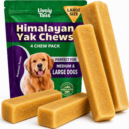 Healthy Yak Cheese Himalayan Chew, All-Natural & High in Protein, Odorless & Long Lasting Yak Chews for Large Dogs &