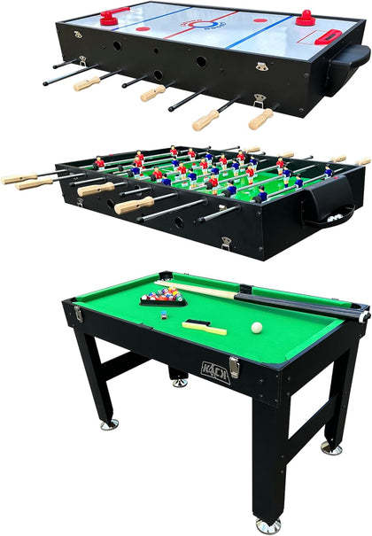 Trio 48″ 3-in-1 Multi Game Table - Foosball, Billiards/Pool & Air-Hockey