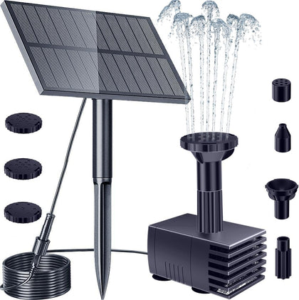 Upgraded Solar Fountain Pump Kit with Ground Stake for Bird Bath