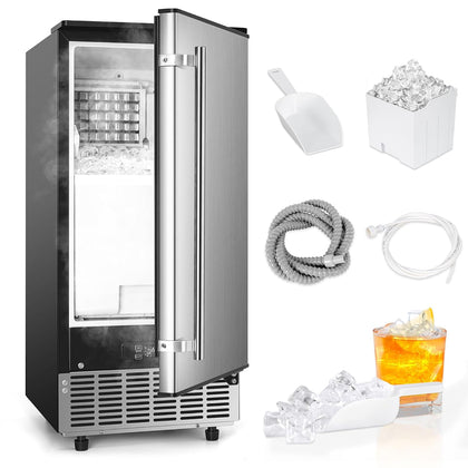 Under Counter Ice Maker, Drain Pump, 100LBs Daily, 24LBs Bin