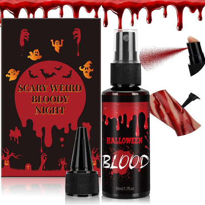 Halloween Fake Blood Makeup, Washable Vampire Fake Blood Spray & Dropper