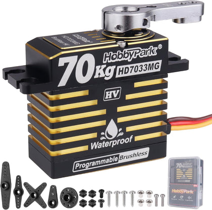 Waterproof 966oz-in 70KG Servo High Torque Servo Brushless Motor 8.4V HV Servo Metal Gear RC Servo Programmable for