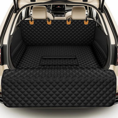 Waterproof SUV Cargo Liner for Dogs - Pu Leather Pet Car Seat Cover Protector with Bumper Flap, Non-Slip Backseat Mat
