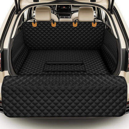 Waterproof SUV Cargo Liner for Dogs - Pu Leather Pet Car Seat Cover Protector with Bumper Flap, Non-Slip Backseat Mat