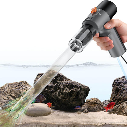 A Electric Aquarium Gravel Cleaner Kit with High Pressure Strong Suction, 6-in-1 Multifunction Fish Tank Vacuum
