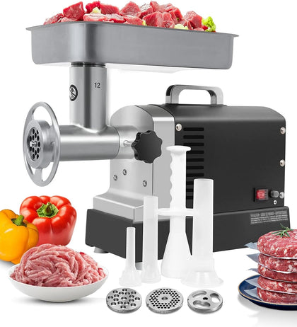 #12 Commercial Electric Meat Grinder Machine, 3/4 HP, 420 LBS/H, Stainless Steel Meat Grinder Heavy Duty with Sausage