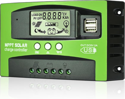 100A MPPT Solar Charge Controller 12v/24v Current Auto Focus MPPT Tracking Charge with LCD Display Dual USB Solar