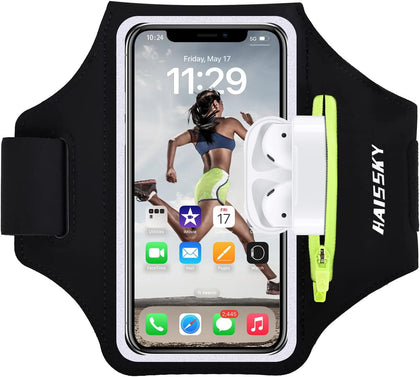 Cell Phone Running Armband with Zipper Pocket Armband Case Running Holder for iPhone 16 Pro Max/15/14 Pro Max/13/12