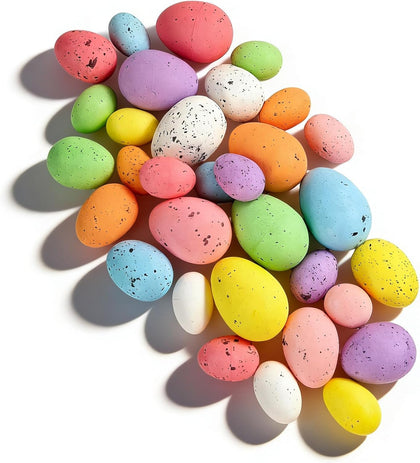32 PCS 3 Sizes 8 Colors Pastel Speckled Easter Eggs Decor,Foam Easter Egg Decoration for Easter Basket Vase Fillers