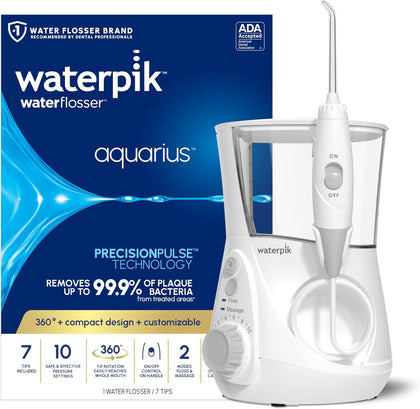 Aquarius Water Flosser For Teeth Cleaning, Gums, Braces, Dental Care, Electric Power With 10 Settings, 7 Tips For