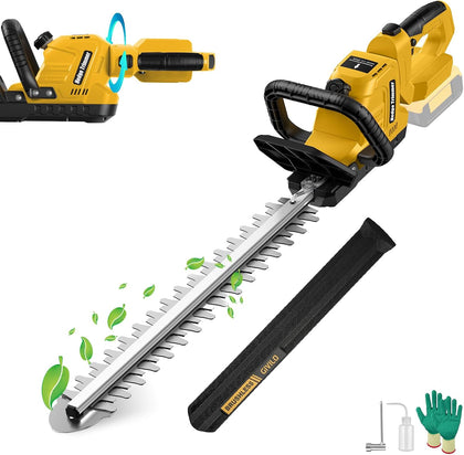 20.4" Hedge Trimmer Cordless Compatible with Dewalt 20V MAX Battery | Brushless Dual-Action,Lightweight 5 lbs,2/3"