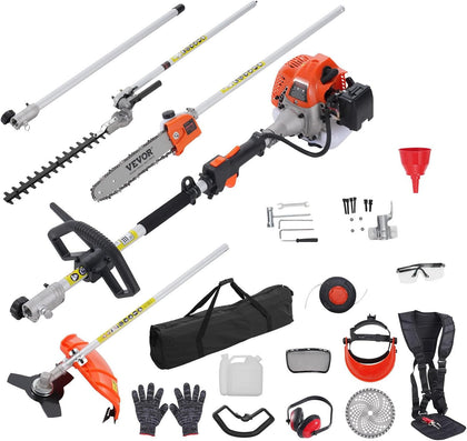 43cc 6-in-1 Multi-Functional Trimming Tool, Hedge Trimmer, Weed Eater, String Trimmer, Brush Cutter, Edger, Pole Saw