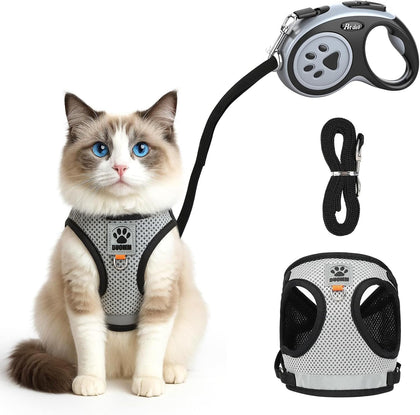 Cat Harness and Leash Escape Proof, Adjustable Kitten Harness and Leash Set for Cats Walking, Step-in Soft Breathable
