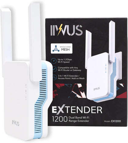AC1200 WiFi Extender, Mesh WiFi System, Powerful Mesh WiFi Extender with Ethernet Port, Dual Band Range Extension