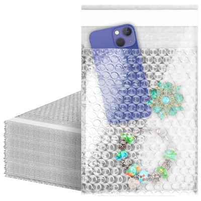 Shipping Bubble Bag, 4 x 7.5 Inches. 25 Pack Clear Bags for Packaging. Self Seal Bubble Pouches for Packing.