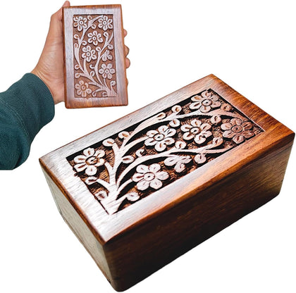 Handmade Wooden Cremation Urns for Human Ashes - Adult Male, Female, and Beloved Pets - Small wooden box with 20