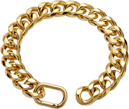 19MM Thick Light Metal 18K Gold Plated Cuban Link Dog Chain - 14 Inch Necklace