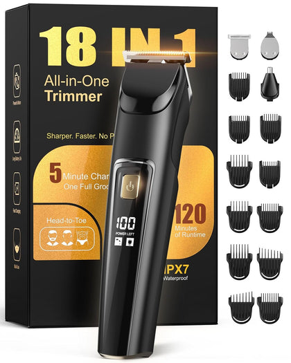 Beard Trimmer for Men, All-in-One Electric Razor & Hair Clipper, Waterproof Cordless Mustache Grooming Kit