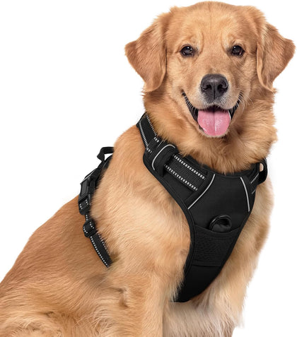 Dog Harness No Pull with 2 Leash Clips, Adjustable Soft Padded, Reflective Oxford No Choke Pet Vest with Easy Control
