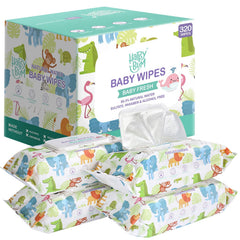 Baby Wet Wipes Unscented - Extra Large Size, Durable, 99% Water-Based & Gentle on Sensitive Skin for Face & Body,320