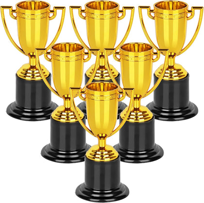 Mini Trophies, 6 Pack Gold Trophy Award, Plastic Trophies for Kids, 4 Inch Trophy Cups, Award Trophies for Party