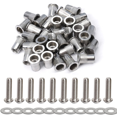 Stainless Steel M6 Rivet Nuts and Button Head Bolts 3/4"