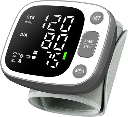 Blood Pressure Monitors for Home Use Rechargeable Wrist Digital BP Machine Cuff with LED Backlit Display, Voice