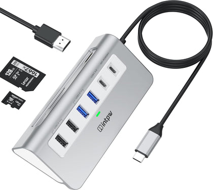 USB C Hub, P9 USB C Hub Multiport Adapter with 4K HDMI, PD 100W, Type-C & 2 USB A 3.0 5Gbps, 2 USB A 2.0, SD/TF Card